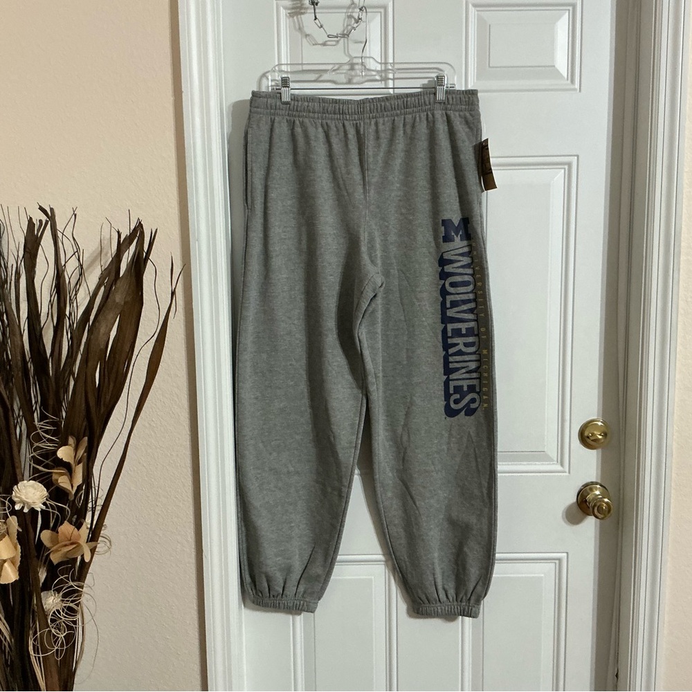 Rivalry Threads Gray Kids Joggers with Blue Wolverines Design